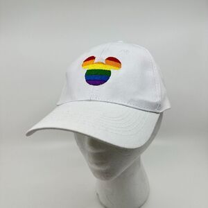 Disney Pride Collection Baseball Cap‎ Strapback White Mickey Mouse Rainbow LGBTQ